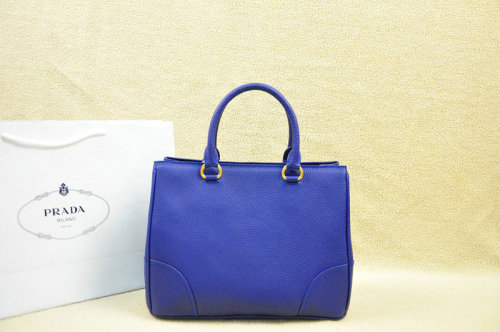 2014 Prada grainy calfskin tote bag BN2533 blue - Click Image to Close
